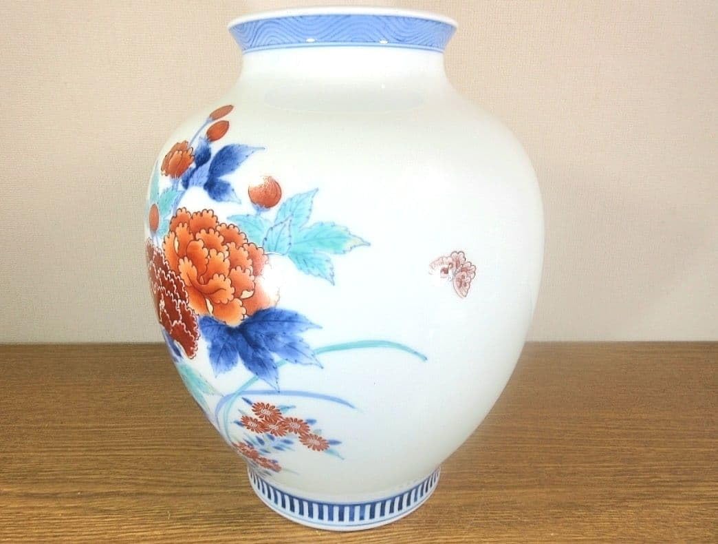 Amazon.co.jp: 真作保証 12代 今泉今右衛門 錦芙蓉絵花瓶 人間国宝